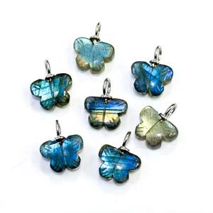 Colgante de Mariposa de Labradorita Brillante, Plata 925, Tallado a Mano, Accesorio para Joyería con Piedras Preciosas, Colgante de Labradorita Natural - Product Image 6