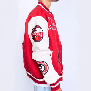 OEM Custom Chenille Embroidery Logo Baseball Letterman <b>Jacket</b> Cotton Bomber Varsity <b>Jacket</b> Plus Size <b>Mens</b> - Product Image 4