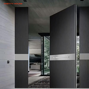 أبواب أمامية مزدوجة قياسية من الألومنيوم للمنازل، أبواب أمامية سوداء آمنة - Product Image 2