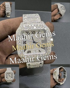 Montre de luxe en moissanite, boîtier carré, acier inoxydable et bracelet en moissanite, résistance à l'eau 10 bars, montre pour homme et femme, prix d'exportation - Product Image 3