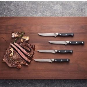 Black Handle <b>Steak</b> <b>Knife</b> with Silver Pointed Blade and Triple Silver Rivets for Slicing <b>Steaks</b> and Serving Dinner Table Meals - Product Image 1