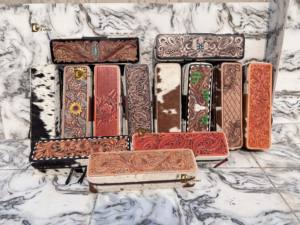 Hand Tooled Leather <b>Heat</b> Resistant Leather Travel Case Western Hair Straightener Cases Perfect Organizer for Hair Tools - Product Image 5