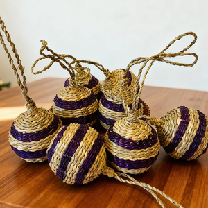Boules de jonc de mer de haute qualité, artisanat en jonc de mer tressé, décorations d'arbre de Noël, ornements fabriqués au Vietnam par Kng CraViet - Product Image 5