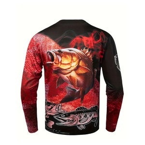 Chemise de pêche à manches longues pour homme, impression par sublimation, motif de bar, protection anti-UV UPF 50, haut de pêche en plein air - Product Image 3
