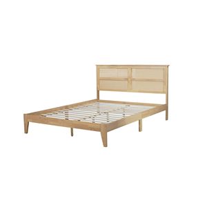 Letto matrimoniale in legno massello con testiera in rattan e piedini di supporto in legno di gomma - Product Image 3