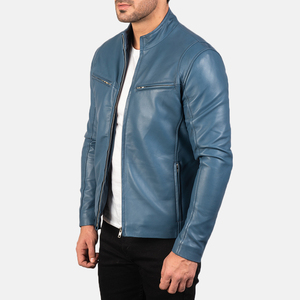 Nouvelle veste en cuir véritable pour homme, de haute qualité, style motard, avec fermeture éclair, nouvelle veste décontractée tendance, disponible dans toutes les couleurs - Product Image 3