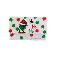 Pochette brodée Ho Ho Ho à motif chevron rouge et blanc, mignonne et tendance pour l'hiver, personnalisée pour la fête de Noël