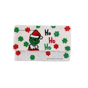 Ho Ho Ho Embroidered Chevron <b>Clutch</b> <b>Red</b> White Pattern Cute Winter Fashion Women's <b>Clutch</b> customized for christmas theme party - Product Image 3