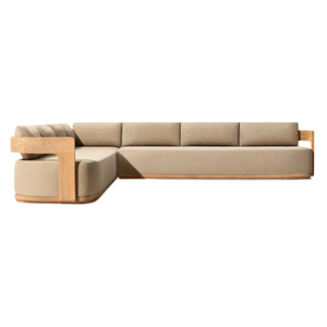 Sofá Esquinero de Teca Sólida de Lujo para Exteriores, en Forma de L, Impermeable, Ecológico, Diseño Moderno para Hotel, Conjunto de Sofás Modulares Seccionales - Product Image 4