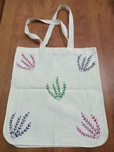 <b>Small</b> White Cotton <b>Canvas</b> <b>Tote</b> <b>Bag</b> Tulip Flower Embroidery Handbag Reusable Grocery Shopping Sack Daily Use Shoulder Carrier - Product Image 4