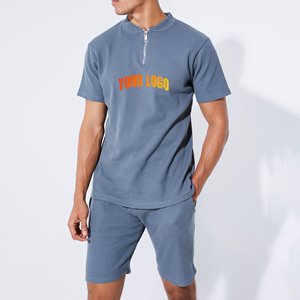 High Quality Men's Knee Length 2-Piece Short <b>Set</b> 100% Cotton Custom Screen Print Low Price Breathable Twin <b>Sets</b> Customized - Product Image 1