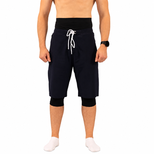 Short de bain tricoté à cordon de serrage pour homme, séchage rapide, longueur genou, couleur unie, pour sports d'été, gym et natation - Product Image 4