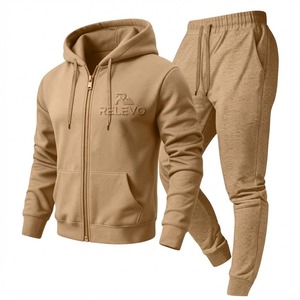 Ensemble survêtement homme Relevo à capuche, imprimé, couleur unie, fermeture éclair intégrale, sweat-shirt et pantalon décontractés, nylon/coton, coupe-vent hiver - Product Image 1