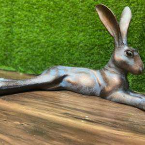 รูปปั้นกระต่ายทองแดงโบราณทำมือ ของตกแต่งบ้านสำหรับเทศกาลอีสเตอร์ ของประดับตกแต่งสวน - Product Image 4