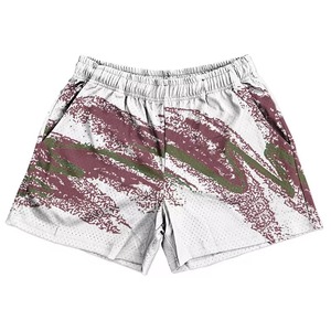 Wholesale Low MOQ Custom Printed Hot Floral Knitted Breathable Quick Dry Sublimation Double <b>Layer</b> Mesh <b>Mid</b> Elastic Waist Shorts - Product Image 4