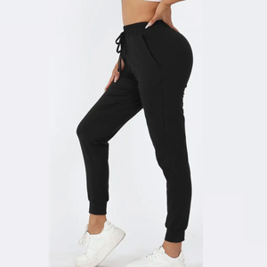 Wholesale 100% Cotton <b>Drawstring</b> Waist Women <b>Trousers</b> / French Terry Cotton Hip Hop Breathable Casual Sweatpants Women <b>Trousers</b> - Product Image 2