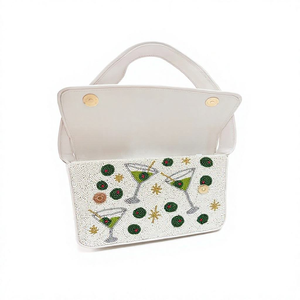 Bolso de Mano para Mujer con Diseño de Cuentas y Bordado de Lentejuelas, Dos Asas, Cierre de Botón, Forro de Algodón, para Viajes al Aire Libre, por MULT CRAFT - Product Image 1