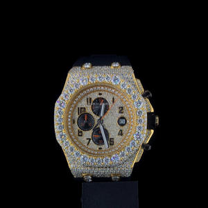 Ceinture en caoutchouc Diamant Montre Premium Noir VVS Moissanite Diamant Montre Fête porter glacé Mens montre automatique Cadeau pour Noël - Product Image 1