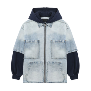 Sudadera con Capucha de Mezclilla Lavada de Lujo Personalizada, Oversize, de Alto Gramaje, con Cremallera Completa, Estilo Vintage Retro Streetwear, de Algodón, a la Moda - Product Image 1