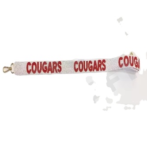 Sangles de sac de perles de rocaille en or blanc personnalisées Accessoires à la mode pour sacs avec cougars Sangle de sac à main perlée - Product Image 1