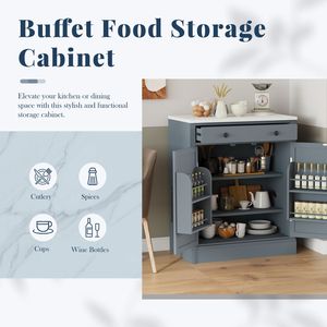 TOPMAX Dispensa da Cucina Moderna Autoportante con 2 Ripiani Regolabili, Mobile Bar Caffè, Cassettiera Buffet per Conservazione Alimenti e Video di Montaggio Inclusi - Product Image 4