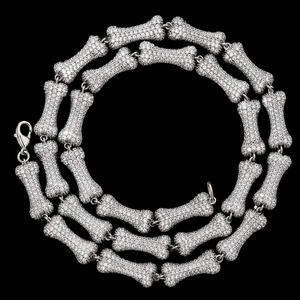 Top High Quality Full Iced Skeleton Bone Shape Moissanite <b>Statement</b> <b>Necklace</b> 925 Silver Micro Pave Hip Hop Unisex Party Jewelry - Product Image 1
