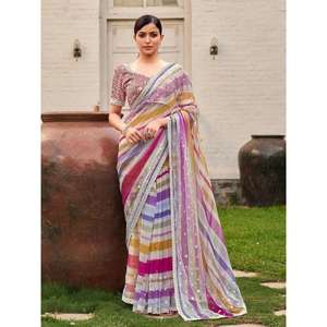 ผ้าแพรงานปักลายดิจิทัลผ้าจอร์เจียที่น่าสนใจพร้อมเสื้อลาเวนเดอร์ที่ไม่มีการเย็บ - Product Image 1