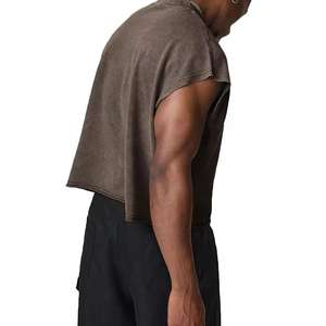 Débardeur de sport oversize pour homme en coton épais, coupe décontractée, effet délavé, avec logo personnalisé - Product Image 6