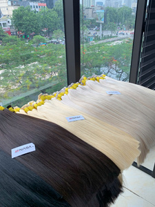 Prix de gros Extensions de cheveux vierges vietnamiens naturels pleine longueur 40cm 75cm Super Double Drawn décolorés teints noir blond - Product Image 2