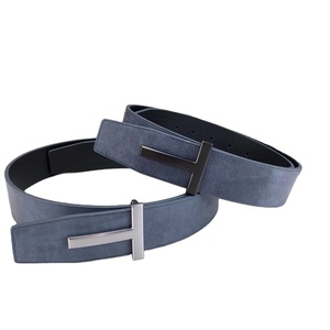 Nuevo Cinturón Casual de Cuero para Hombre, 100% Piel de Vacuno Genuina, Cómodo, Transpirable, con Letras de Diseño de Lujo, 3.8cm de Ancho, Cobre - Product Image 5