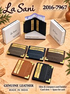 Porte-cartes de crédit fin en cuir véritable La Sani avec espace pour espèces - Product Image 3