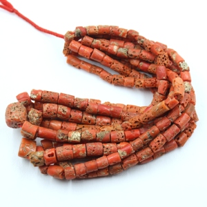 Cuentas de coral rojo italiano natural en forma de tubo liso, cuentas sueltas de piedras preciosas hechas a mano de 18 pulgadas, precio de mayoreo directo de fábrica. - Product Image 3
