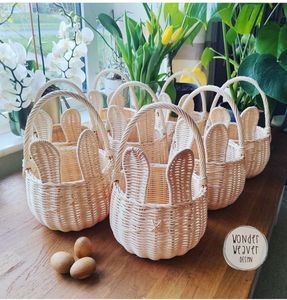 Eco Friendly Handwoven Rattan <b>Bunny</b> Ear <b>Easter</b> Cute Handmade With Handle <b>Baskets</b> For Room Home Decor From Vietnam Wholesales - Product Image 4