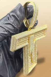 Pendentif de luxe Hip Hop personnalisé en argent 925, serti de pierres, avec numéro, nom ou initiale, style Rapper, bilingue, bicolore - Product Image 3