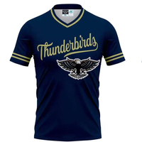 Jersey Baseball Pria Thunderbirds Lengan Pendek Bahan Polyester Bernapas Cetak Sublimasi Logo Depan Semua Dapat Disesuaikan Custom