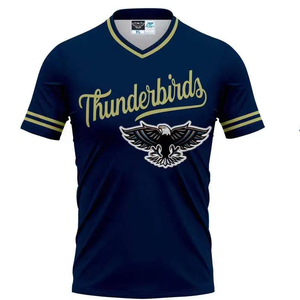 Maillot de baseball Thunderbirds pour homme, manches courtes, respirant, en polyester, avec logo imprimé par sublimation sur le devant, entièrement personnalisable - Product Image 1
