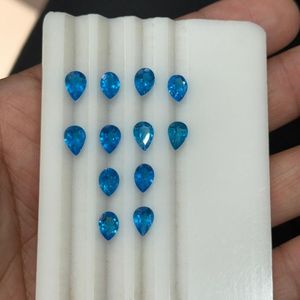 Apatite bleue néon naturelle de qualité supérieure, taille poire 7x5mm, pierre précieuse en vrac, nette à la loupe, chauffée, de Madagascar, qualité bijoux AAA - Product Image 3
