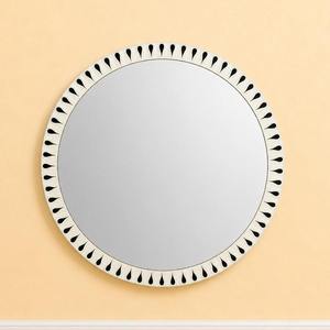 <b>Round</b> Decorative Bone Inlay Wall <b>Mirror</b> With <b>Black</b> Teardrop Pattern Modern Glass <b>Frame</b> For Home Bathroom Decoration - Product Image 4