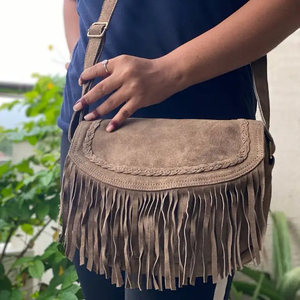 Bolso Tote de Moda para Mujer de Primera Calidad, Bolso de Mano de Cuero de Gamuza de Alta Calidad con Flecos, Correa Larga Ajustable, Estilo Bohemio - Product Image 3