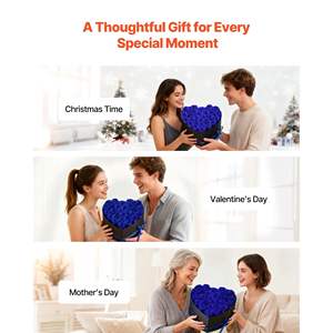 Forever Royal Blue Flowers 27 Preserved <b>Roses</b> Heart Shape <b>Box</b> Immortal Birthday/Gift for Women Valentine's/Christmas Day Present - Product Image 5