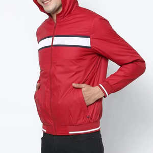 <b>Mens</b> Stylish Red Hooded Windbreaker <b>Jacket</b> Full Zip Lightweight Breathable Casual Outdoor Sports <b>Running</b> Streetwear Coat - Product Image 4