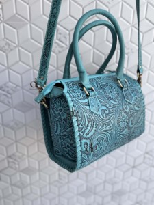 2026 New Hand Tooled Carving Leather Speedy Handbag Gypsy <b>Boho</b> Shoulder Handmade Western Turquoise Colour Stylish Multi Uses <b>Bag</b> - Product Image 2