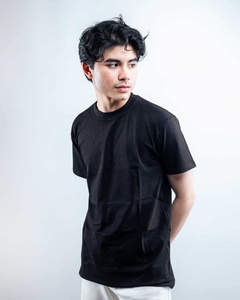 T-shirt en coton noir personnalisé pour homme, vente en gros, OEM, ODM, col rond uni, manches courtes, t-shirts vierges, fabricant en gros - Product Image 3