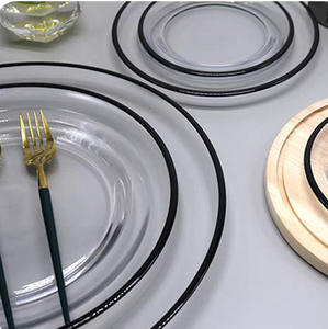 Assiettes de présentation de luxe transparentes or et noir pour occasions festives – Vente en gros - Product Image 5