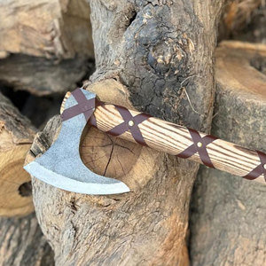 Decorative Industrial Norse Viking <b>Axe</b> Heritage Head Patterns Handcrafted Wood Carbon Steel Blade for Outdoor Camping Hunting - Product Image 6