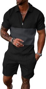 Ensemble de jogging pour hommes, été, tricoté, brodé, 100% coton, séchage rapide, manches courtes, logo personnalisé, ensemble chemise et short - Product Image 5
