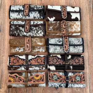 Nouveau rouleau de bijoux en cuir de vachette véritable personnalisé personnalisé organisateur de voyage usiné à la main occidental pour colliers bagues boucles d'oreilles - Product Image 5