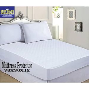 Super King King Size Waterproof Terry Cotton Mattress Protector 78x36x12 Inch <b>Bed</b> Cover Anti-Bacterial Anti-Dust Mite for Hotels - Product Image 1