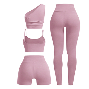 Custom Logo 2 Piece Gym Fitness Clothing <b>Workout</b> Activewear Set Seamless High Waist <b>Leggings</b> and Sports Bra Ribbed Yoga Set - Product Image 2