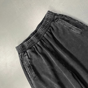 Pantalones de chándal holgados de algodón 100% estilo vintage para hombre, con lavado ácido, cremallera, bordados, cintura alta, corte recto, para correr - Product Image 6
